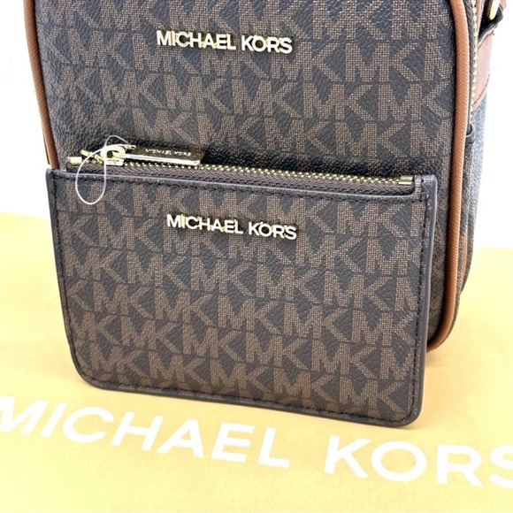 Michael Kors Medium NS Chain Xbody Bag & Small TZ Coinpouch w/ID Brown/Gold - Picture 10 of 12
